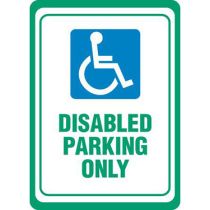 ADA Symbol, Disabled Parking Only - White Sign