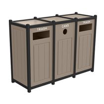 Two-Tone Panel Design Recycling Containers - Triple Units