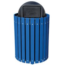 Recycled Plastic 32 Gallon Round Receptacles with Dome Lid