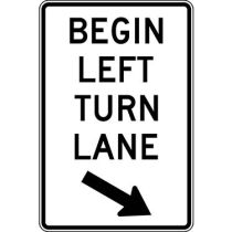 Begin Left Turn Lane with Down Arrow Sign
