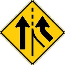 Added Lane, Two Arrow Right Symbol Sign