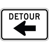 Detour with Left Arrow Construction Sign