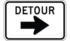 Detour with Right Arrow Construction Sign