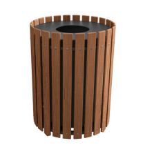 Round Slat Design Receptacle - Wood Grain Naturals