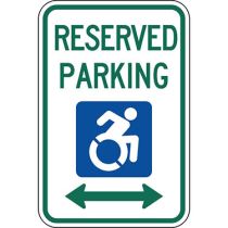 ADA Reserved Parking Double Arrow Updated Accessible Symbol Sign