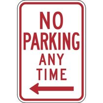 No Parking Anytime with Left Arrow Sign