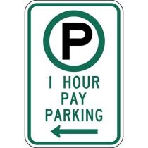 Parking Permitted 1 Hour Pay Parking with Left Arrow Sign
