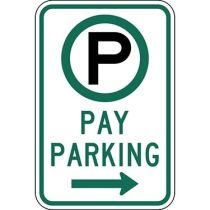 Parking Permitted Pay Parking with Right Arrow Sign