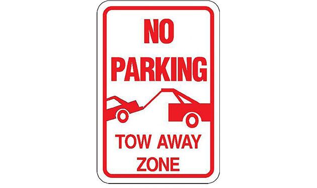 No Parking Tow Away Zone with Car Being Towed Sign SP109 - - Barco